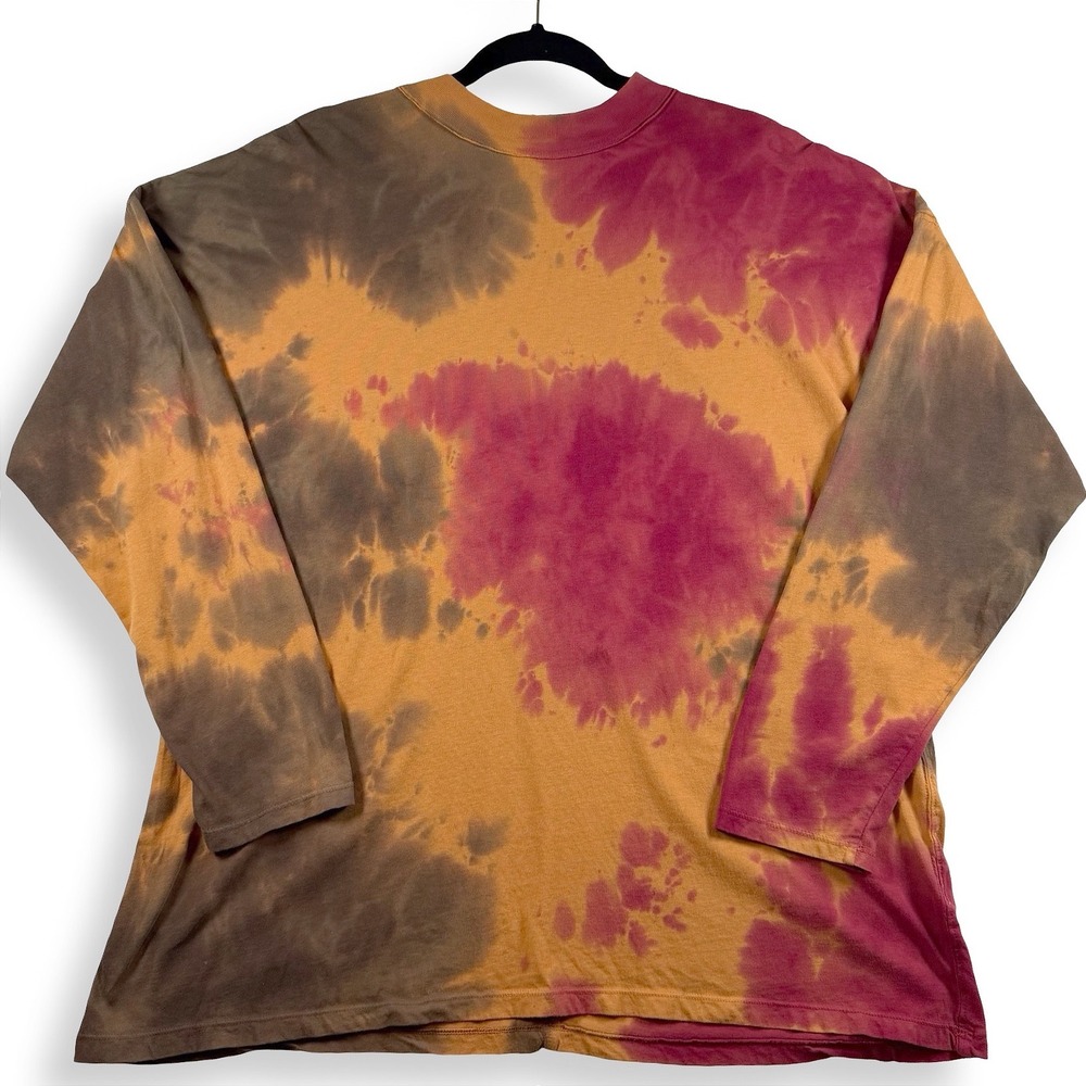 We The Free Free People Tie Dye Long Sleeve Tee Orange Burgundy Brown Womens M